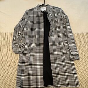 Plaid Black and White Women's Coat